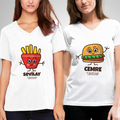  - Hamburger ve Patates Arkadaşlık Tişörtleri