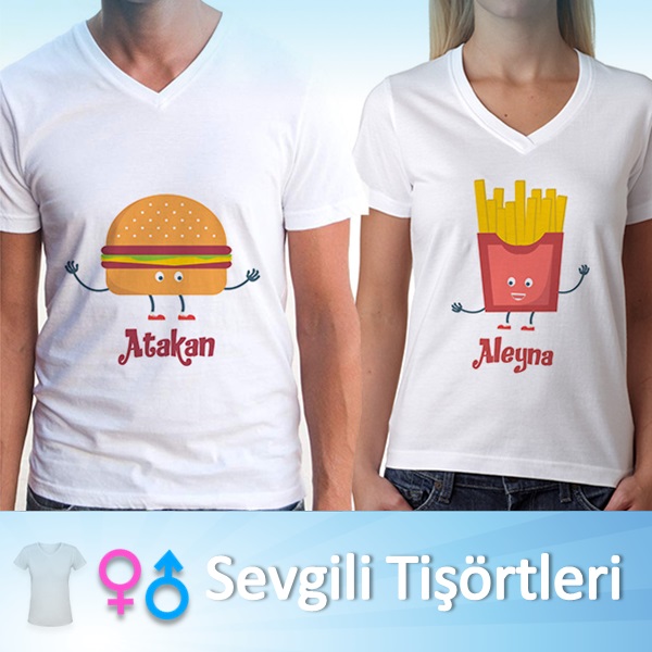 Hamburger ve Patates Sevgili Tişörtleri