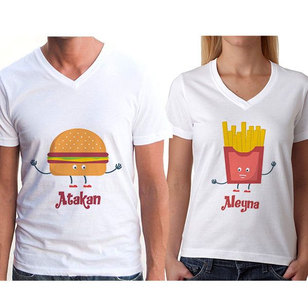 Hamburger ve Patates Sevgili Tişörtleri