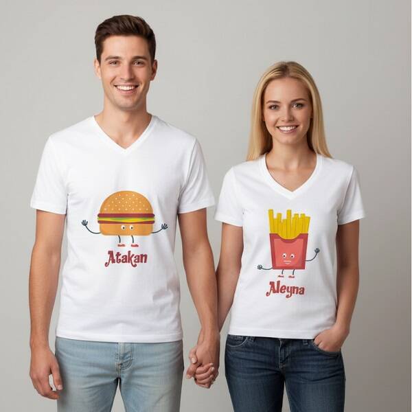 Hamburger ve Patates Sevgili Tişörtleri
