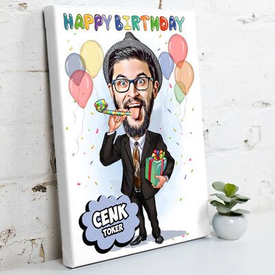  - Happy Birthday Karikatürlü Kanvas Tablo