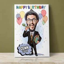  - Happy Birthday Karikatürlü Kanvas Tablo
