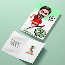 Harika Futbolcu Karikatürlü Tebrik Kartı - Thumbnail