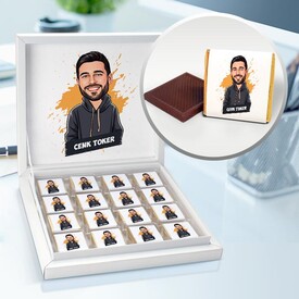 Havalı Adam Karikatürlü Çikolata Kutusu - Thumbnail