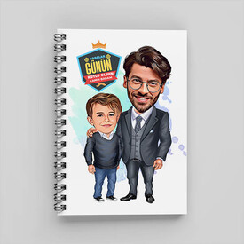 Havalı Baba ve Oğlu Karikatürlü Defter - Thumbnail