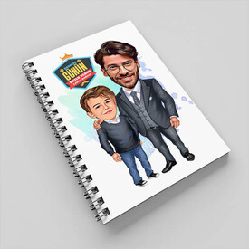 Havalı Baba ve Oğlu Karikatürlü Defter - Thumbnail