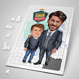  - Havalı Baba ve Oğlu Karikatürlü Puzzle