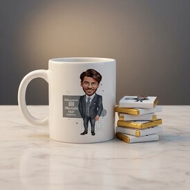  - Havalı Karikatürlü Kupa ve Çikolata