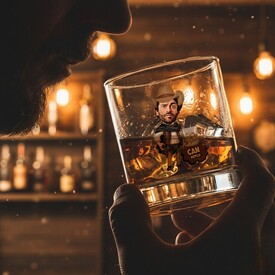  - Havalı Kovboy Karikatürlü Viski Bardağı