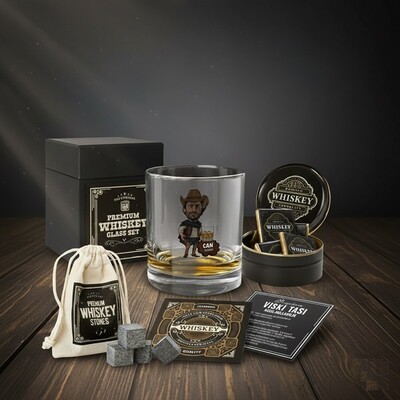  - Havalı Kovboy Karikatürlü Viski Kadehi Seti