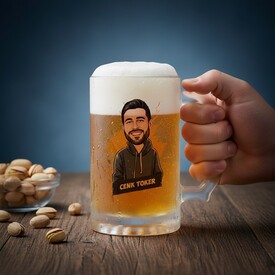 Havalı Sevgilim Karikatürlü Bira Bardağı - Thumbnail