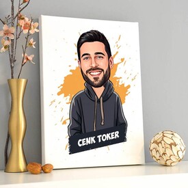 Havalı Sevgilim Karikatürlü Kanvas - Thumbnail