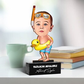 Havuz Kuşu Erkek Çocuk Karikatürlü Biblo - Thumbnail