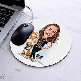 Hayvan Sever Kadın Karikatürlü Mousepad - Thumbnail