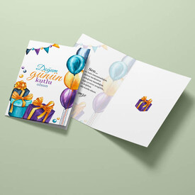 Hediyeler ve Balonlar Doğum Günü Tebrik Kartı - Thumbnail