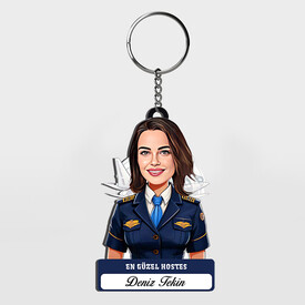  - Hediyelik - En Güzel Hostes Karikatürlü Anahtarlık