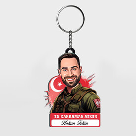  - Hediyelik - En Kahraman Asker Karikatürlü Anahtarlık