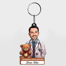  - Hediyelik - Erkek Çocuk Doktoru Karikatürlü Anahtarlık