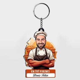  - Hediyelik - Erkek Fırıncı Karikatürlü Anahtarlık