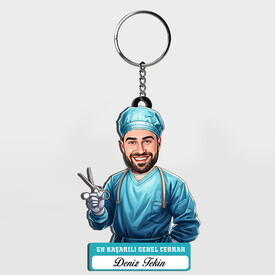  - Hediyelik - Erkek Genel Cerrah Karikatürlü Anahtarlık