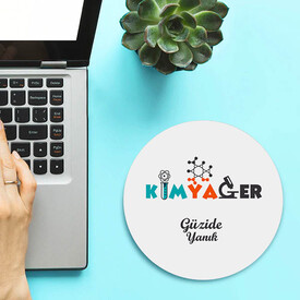 Hediyelik Kimyager Temalı Yuvarlak Mousepad - Thumbnail