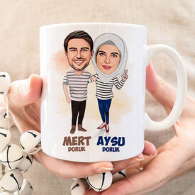 Her Zaman Omuz Omuza Sevgilim Karikatürlü Bardak - Thumbnail