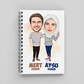 Her Zaman Omuz Omuza Sevgilim Karikatürlü Defter - Thumbnail