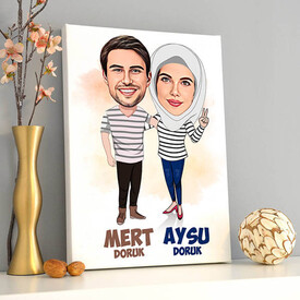 Her Zaman Omuz Omuza Sevgilim Karikatürlü Tablo - Thumbnail