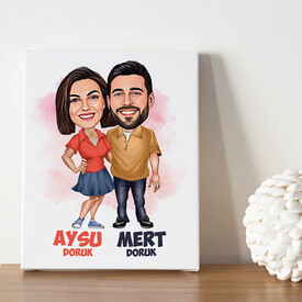 Her Zaman Yanındayım Sevgilim Karikatürlü Tablo - Thumbnail