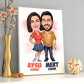 Her Zaman Yanındayım Sevgilim Karikatürlü Tablo - Thumbnail