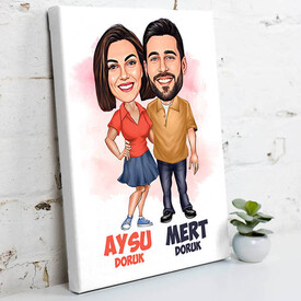 Her Zaman Yanındayım Sevgilim Karikatürlü Tablo - Thumbnail