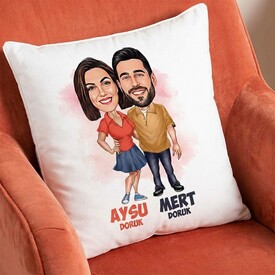  - Her Zaman Yanındayım Sevgilim Karikatürlü Yastık