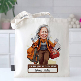  - Herşeye Yetişen Anne Karikatürlü Bez Çanta