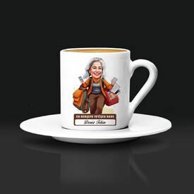 Herşeye Yetişen Anne Karikatürlü Kahve Fincanı - Thumbnail