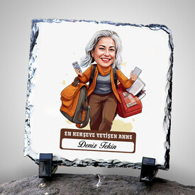  - Herşeye Yetişen Anne Karikatürlü Taş Baskı