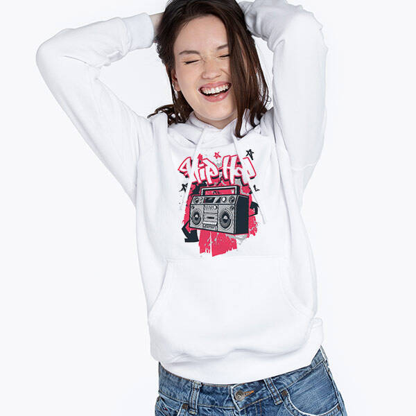 Hip Hop Tasarımlı Kapşonlu Kadın Sweatshirt