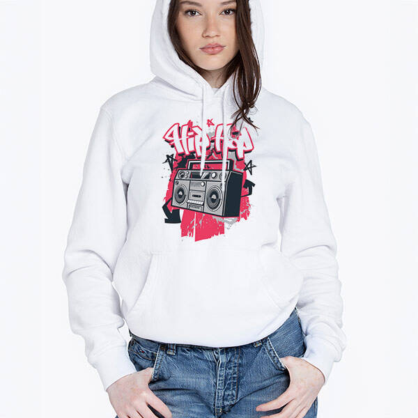 Hip Hop Tasarımlı Kapşonlu Kadın Sweatshirt