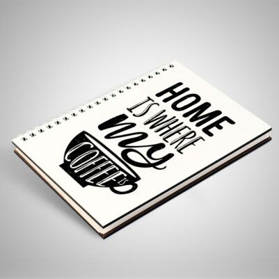 Home Is Where My Coffee Motto Defter - Thumbnail