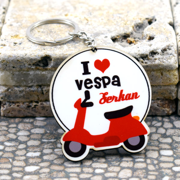 I Love Vespa Motor İsme Özel Anahtarlık