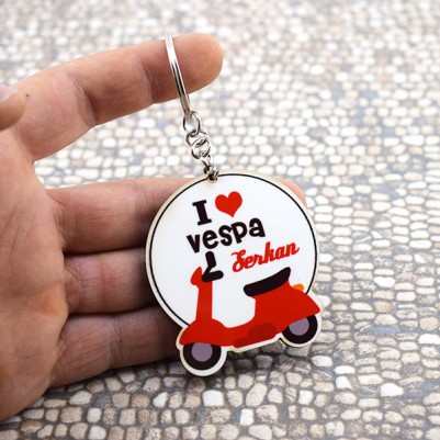 I Love Vespa Motor İsme Özel Anahtarlık - Thumbnail