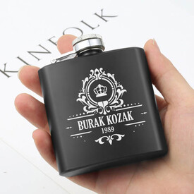  - İçki Severe Hediyelik Kanyak Matarası 6 Oz Siyah