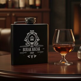 - İçki Tutkunu Erkeğe Hediye Konyak Matarası 6 Oz Siyah