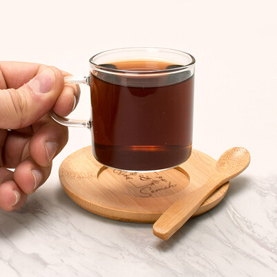 İki İsimli Cam Çay Fincanı - Thumbnail