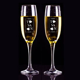 İki İsimli Tasarım Şampanya Kadehi - Thumbnail