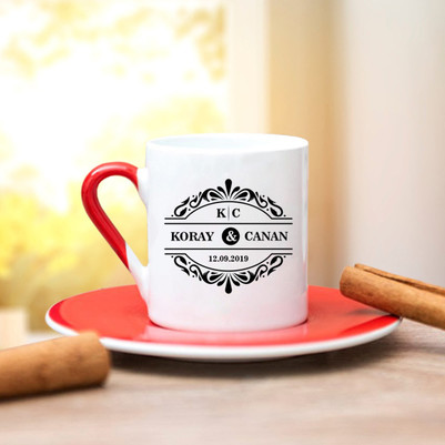 İki İsimli ve Tarihli Kahve Fincanı - Thumbnail