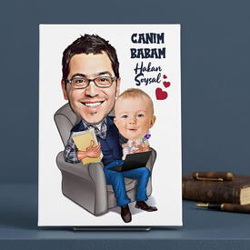 - İlgili Baba Karikatürlü Kanvas Tablo