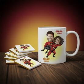  - İnanılmaz Çiftler Karikatürlü Kupa ve Çikolata