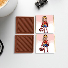 İnanılmaz Kahraman Kız Karikatürlü Çikolata Kutusu - Thumbnail