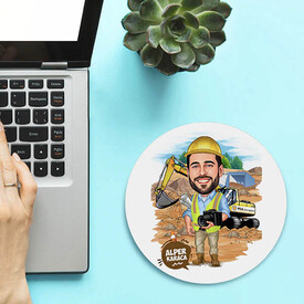 İnşaat Mühendisi Erkek Karikatürlü Mousepad - Thumbnail