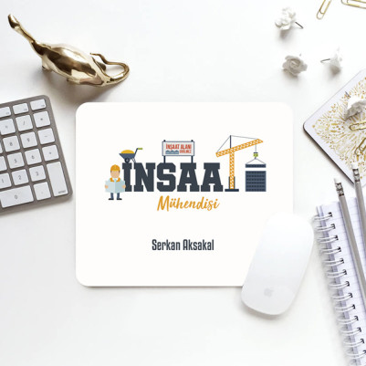  - İnşaat Mühendisi Temalı İsme Özel Mousepad